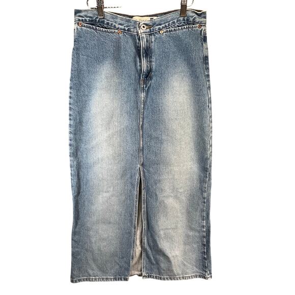 GAP Vintage Y2K Long Rivet Jean Skirt 10 Blue Light Wash Denim Boho Western - Picture 3 of 13